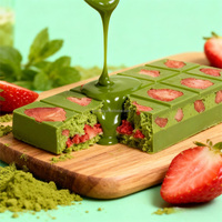 Chocolat de Dubaï lyophilisé à la saveur de matcha et de fraise, chocolat velouté de qualité supérieure, pur beurre de cacao, confiture de noix, sucré solide, Saint-Valentin