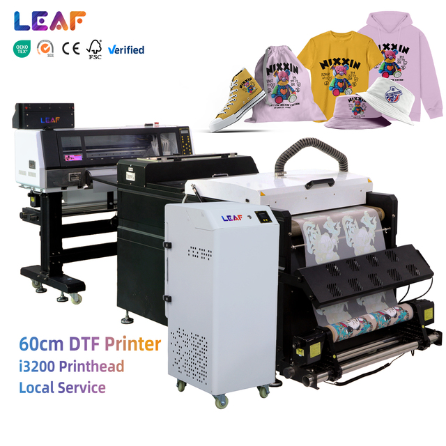 LEAF High Quality Dtf Printers 60cm 24' A1  2*i3200 Heads DTF Inkjet Printer DTF Printer With Powder Shaking