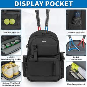 Sac à dos de tennis personnalisé en gros avec logo pour 2 raquettes avec compartiment à chaussures ventilé Sac de sport professionnel pour hommes et femmes - Product Image 3