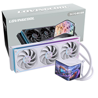 LOVINGCOOL Refroidisseur liquide à effet 3D à vision directe, écran incurvé de 6,67 pouces, boîtier PC, radiateur d'eau pour processeur, lecture vidéo + affichage de la température