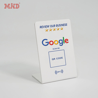 Présentoir de table NFC en plastique acrylique personnalisé avec code QR pour les médias sociaux du menu du restaurant Google Review
