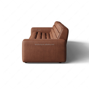 Canapé-lit sectionnel 3 places FERLY en cuir PU, ensemble de 3 pièces, pour appartement, avec fauteuil inclinable électrique à levage manuel, rembourré et moderne - Product Image 4