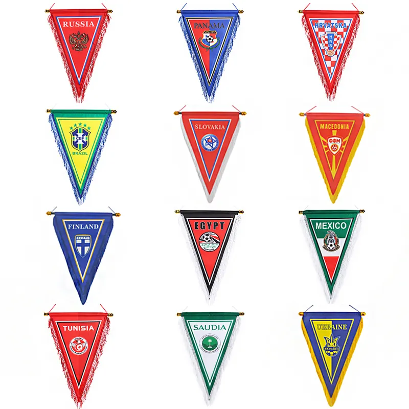 Modelos explosivos en stock, Bandera de intercambio de fútbol europeo, cinturón triangular decorativo, poste, bandera colgante, venta al por mayor