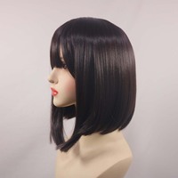 Perruque synthétique courte brune résistante à la chaleur pour femme, style cirque, pour fête d'Halloween DONG-008