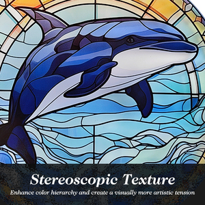 Custom Art Deco Animal Dolphin Sun Catcher Waterweed Stain Glass <b>Panel</b> <b>Window</b> for Home Decoration-Ocean Ornaments - Product Image 4