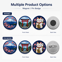 Lencana Logam Modern Bordir Kustom Grosir OEM Keberuntungan untuk Suvenir Bros Logam Sakura Pakaian Topi Tas