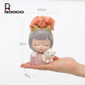 Macetas Modernas Roogo con Diseño de Chica Piruleta y Flores, Macetas para Suculentas, Macetas Ecológicas para Interiores, Regalos para <span class=keywords><strong>Estudiantes</strong></span>, Decoración de Escritorio - Product Image 2