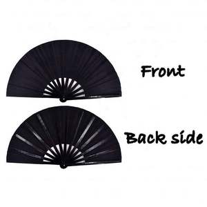 Abanicos Plegables de Bambú Grandes de 33 cm, Duraderos, Negros, Estilo Tradicional, con Logotipo Personalizado Impreso para Fiestas y Bailes - Product Image 4