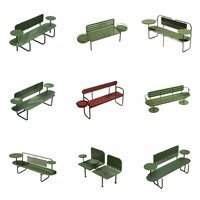 Banc carré en fer de style moderne, imperméable et durable, avec table intégrée pour usage piétonnier, parcs, cours, mobilier d'extérieur