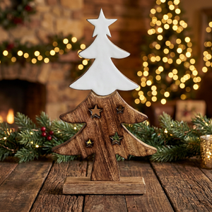 Natural Wood <b>Christmas</b> <b>Tree</b> Stand Tabletop Ornament Carved <b>Wooden</b> Holiday Decor for Home Office - Product Image 6