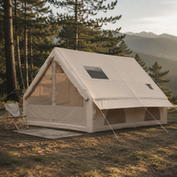 Tente gonflable d'été classique 12 m² à double porte avec deux lucarnes, version Pro Khaki en Oxford 300D