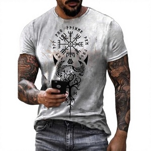 เสื้อเชิ้ตแขนสั้นคอกลมสไตล์วินเทจสำหรับผู้ชาย พิมพ์ลายลำลอง สตรีทแวร์ ผ้าถัก โพลีเอสเตอร์ 100% ระบายอากาศได้ดี - Product Image 2