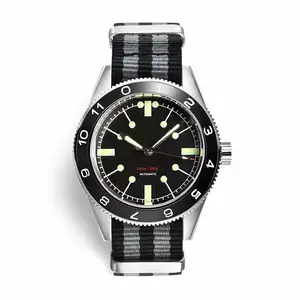 2023 Nologo NH35 41mm reloj automático de acero para hombres 200m reloj de pulsera resistente al agua correa de nailon reloj deportivo de buceo trasero