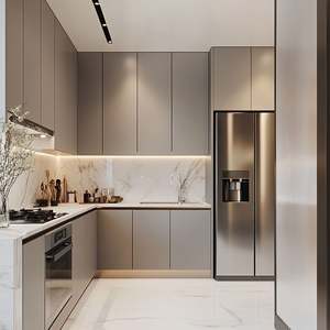 Armoires de cuisine modulaires de luxe Ensemble complet moderne en bois de chêne massif Armoire personnalisée écologique et étanche - Product Image 5