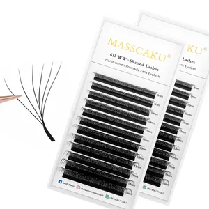 MASSCAKU Volume Eyelash W 3D V Shape Extension Individual Eyelash 3D 4D 5D 6D W Lashes C D Mink Eyelashes Supplies