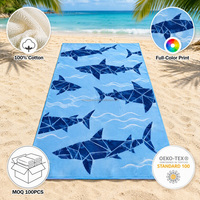 Cotton Beach Towel with Custom Logo Digital Print Quick Dry Soft Absorbent 100% Cotton Large for Pool Travel