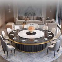 Table à manger ronde électrique moderne de luxe, grande table de restaurant pour grande famille ou hôtel avec 8, 10 ou 12 places