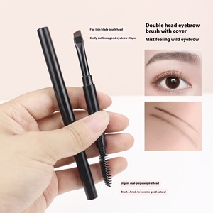 <span class=keywords><strong>Pinceau</strong></span> de maquillage simple à double tête Portable pour <span class=keywords><strong>Gel</strong></span> de poudre à sourcils tête plate coudée Eyeliner capuchon de brosse en spirale poignée confortable - Product Image 4