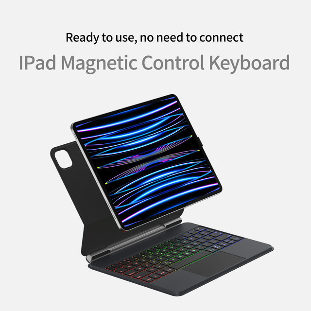Smart Pogo Pin Direct Connection iPad Keyboard Case with Floating Stand Trackpad for iPad Pro 13 M4 2024