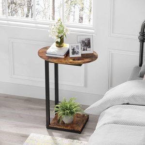 Modern Bamboo Coffee <strong>Table</strong> <strong>C</strong> <strong>Shaped</strong> Oval Minimalist Living Room Furniture with Storage Multi-functional Sofa TV Tray - Product Image 2