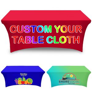 Nouvelle Collection : Housses Publicitaires Modernes en Tissu Extensible Spandex pour Tables Hautes et Rectangulaires de Banquets – Vente en Gros - Product Image 2