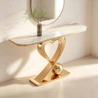 Console d'entrée moderne et minimaliste de style italien avec base en dalle de pierre de luxe pour salon, couloir, en acier inoxydable