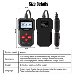 Konnwei kw210 kỹ thuật số 12V pin xe Tester btlink ứng dụng máy tính tương thích Dung lượng pin tải Tester cho xe Pin tế bào - Product Image 4