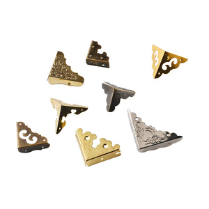 Triangle Bracket Metal <b>Corner</b> <b>Protectors</b> Retro Hollow Design For Wooden Box Edging Decoration Right Angle Pattern Hardware - Product Image 5
