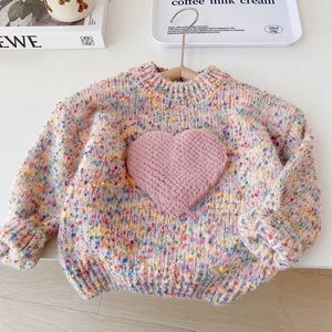 Child Star Circle Girls Sweater Thick Knit Colorful Heart Design Autumn Winter Soft Full Sleeve Kids Top - Product Image 1