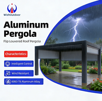 Pergola élégante en aluminium avec LED, toits à lames motorisées réglables et stores latéraux, vues dégagées, protection fiable contre la pluie et le vent