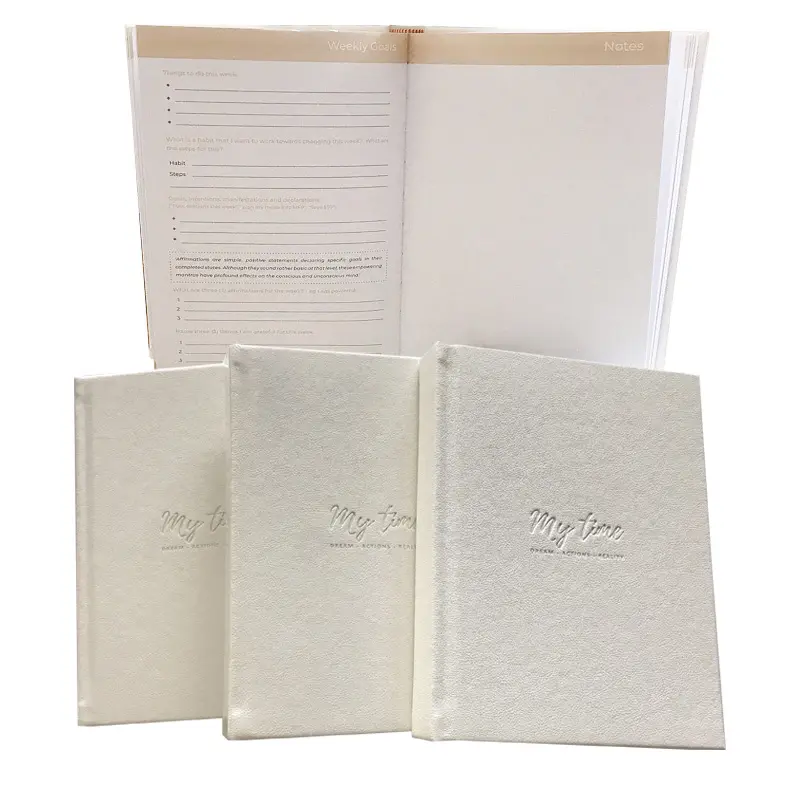 hardcover pu leather personalised notebook planner printing with debossed logo