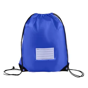 Diy Strand Sport Reise-Speicher wiederverwertete Karte Großteil Rucksack blau Polyester Kordelzugbeutel für das Fitnessstudio