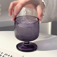 Verres à pied courts transparents personnalisés de couleur violette, fournitures de fête, gobelets élégants pour boissons, verres à vin