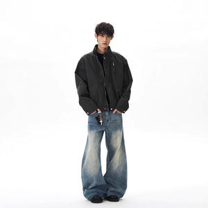 Salopette de style américain rétro en <span class=keywords><strong>toile</strong></span> lavée à col montant pour homme et femme, style ample et décontracté - Product Image 4