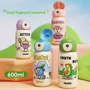 Thermos intelligent portable pour enfants en acier inoxydable avec déverrouillage par empreinte digitale et motif animal de dessin animé 2026 - Product Image 1