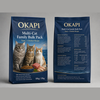OKAPI OEM/ODM, Alimento Seco para Gatos Certificado por la FDA, Paquete Familiar para Múltiples Gatos, Receta de Salmón y Pollo, 10 kg, 15 kg