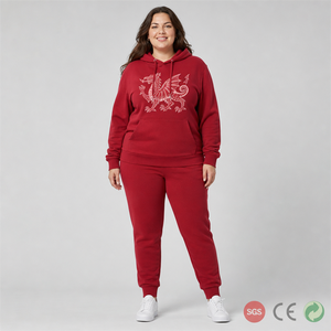 Sudadera con Capucha Personalizada de Felpa Francesa para Mujer, Tallas Grandes, Estampado de Dragón Galés, Algodón, con Cordón, Manga Larga, Ropa de Estar por Casa, Tallas del Reino Unido 14 a 28 - Product Image 1