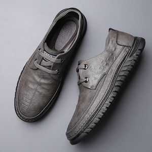 Chaussures bateau en cuir pour hommes, bout rond, à lacets, respirantes, semelle extérieure en caoutchouc, semelle intermédiaire en EVA, pour l'automne, décontractées - Product Image 3