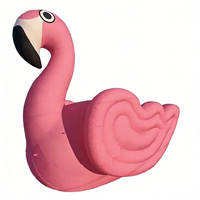 Ballon géant gonflable en forme d'oiseau de dessin animé et mascotte flamant rose fabriqué en usine avec éclairage LED, en tissu Oxford imperméable et durable