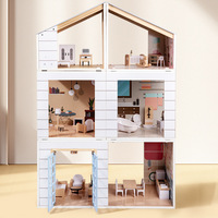 Ensemble de maison de poupée bricolage en bois jouet éducatif pour enfants avec mini meubles de modèle de mode en bois et PC