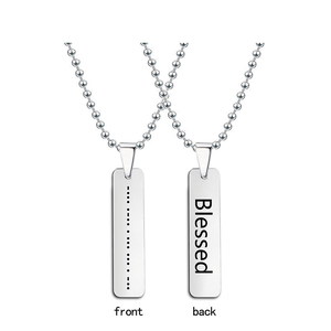Collana con Codice Morse in Acciaio Inox Placcato Oro 18K, Regalo per Migliori Amici con Incisione 'Love Luck Fearless <span class=keywords><strong>Never</strong></span> <span class=keywords><strong>Give</strong></span> <span class=keywords><strong>Up</strong></span> Blessed' 2022 - Product Image 5