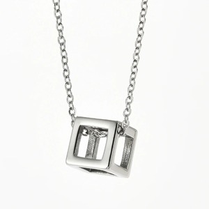 Collier avec pendentif cube creux 3D simple en acier inoxydable pour hommes et femmes, bijoux unisexes, collier géométrique, cadeau - Product Image 5