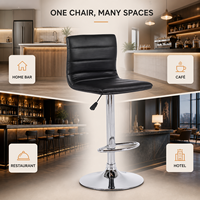 Chaises hautes de cuisine à rayures carrées en cuir simple Tabourets de bar de comptoir Chaise de bar pivotante industrielle avec repose-jambes
