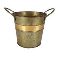 Pot de fleurs en métal pour décoration de jardin vintage Mini jardinière galvanisée Pot à bougies avec poignées