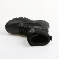 Bottes tactiques de sécurité en cuir lisse imperméable à tige haute, semelle extérieure en caoutchouc durable, chaussures de travail pour hommes