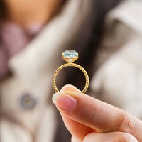 Bague de mariage en argent 925 plaqué or avec pierre naturelle pour femme, topaze bleue/quartz rose naturel/citrine/grenat rouge
