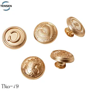 High quality metal removable jeans button custom embossed logo denim button matte gold jacket studs snap buttons