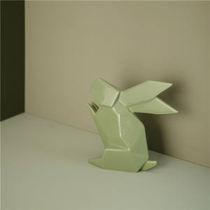 Art créatif moderne en céramique, 1 pièce, produits de décoration pour la maison, séries verte, animal, lapin, ornements - Product Image 4