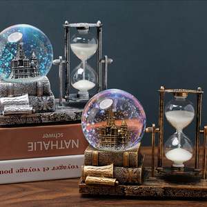 Caja de Música Retro con Temporizador de Arena y Bola de Cristal, Adorno Luminoso de Escritorio, Regalo de Graduación para Estudiantes, Regalo de Navidad - Product Image 6