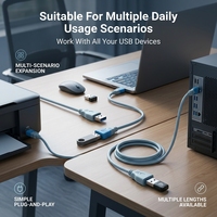 Cable de extensión USB 3.0, cable de transferencia de datos macho a hembra de alta velocidad de 5Gbps para impresora de PC